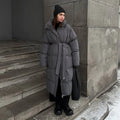 Warm Stand Neck Cotton Long Coats Women Elegant Single Breasted Zipper Belt Lace Up Outwear Female Winter Chic High Streetwear
