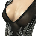 Gorgeous Crystal Gown for Womens Beautiful Deep V Neck Rhinestone Maxi Dress Sexy Clubwear Special Occasion Outfits