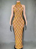 Festival Shiny Rhinestones Party Dress Birthday Luxury Costume Fancy Brilliant Dancer Wedding Impressive Evening Dress