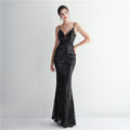 Women Strap Party Maxi Dress Sexy V Neck Evening Dress Celebrity Purple Sequin Dress Long Prom Formal Occasion  Dress