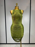 Women Sexy O Neck Sleeveless Gradient Tassel Mini Bodycon Bandage Dress Celebrity Elegant Evening Club Party Cocktail Dress