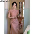 Olive Girl Green Romantic Qipao for Garden Wedding 2026 Fairycore Photoshoot Everyday Wear S-XXL XS-3XL Plus Size Romantic Garden Party Editorial Not Costume Qipao Cheongsam Chinese Dress Chinese Heritage Fashion Women