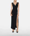Elegant Slimming Black Pin Wrap Sleeveless Long Dress 2026 New Women  Fashion Celebrity Evening Party Luxury Birthday Outfit