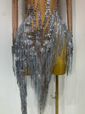 Sexy Shiny Tassel Diamonds Dress For Women Evening Party Costume Luxury Birthday Bar Nightclub Stage Performance Clothing
