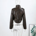 Women's Chic Faux Leather Jacket Fashion Lapel Zipper Irregular Hem Waist Cropped Pu Coat Lady 2026 Spring Chic Street Outerwear