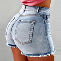 Summer Women Zipper Fly Washed Regular Denim Short Pants Classic Streetwear Fashion Shorts Jeans High Waisted Jeans