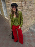 Women Light Beige Faux Croc Two‑piece Suit Set Matching Skirt Co‑ord Chic Leather Texture Office Business Autumn Street Outfits