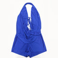 Sexy Deep V-neck Halter Backless Bodycon Rompers Woman Playsuit Twist Ruched Jumpsuit Short Overalls Night Party Outfits