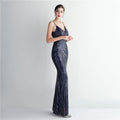 Women Strap Party Maxi Dress Sexy V Neck Evening Dress Celebrity Purple Sequin Dress Long Prom Formal Occasion  Dress