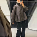 Fashion Faux Fur Collar Middle Long Jackets Women Solid Full Sleece Button Zipper Coats 2025 Lady Chic Casual Winter Outerwear