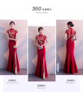 Red Traditional Chinese Style Bride Wedding Dresses Embroidery Cheongsam Gown Robe Party Evening Dress Marry Vestido
