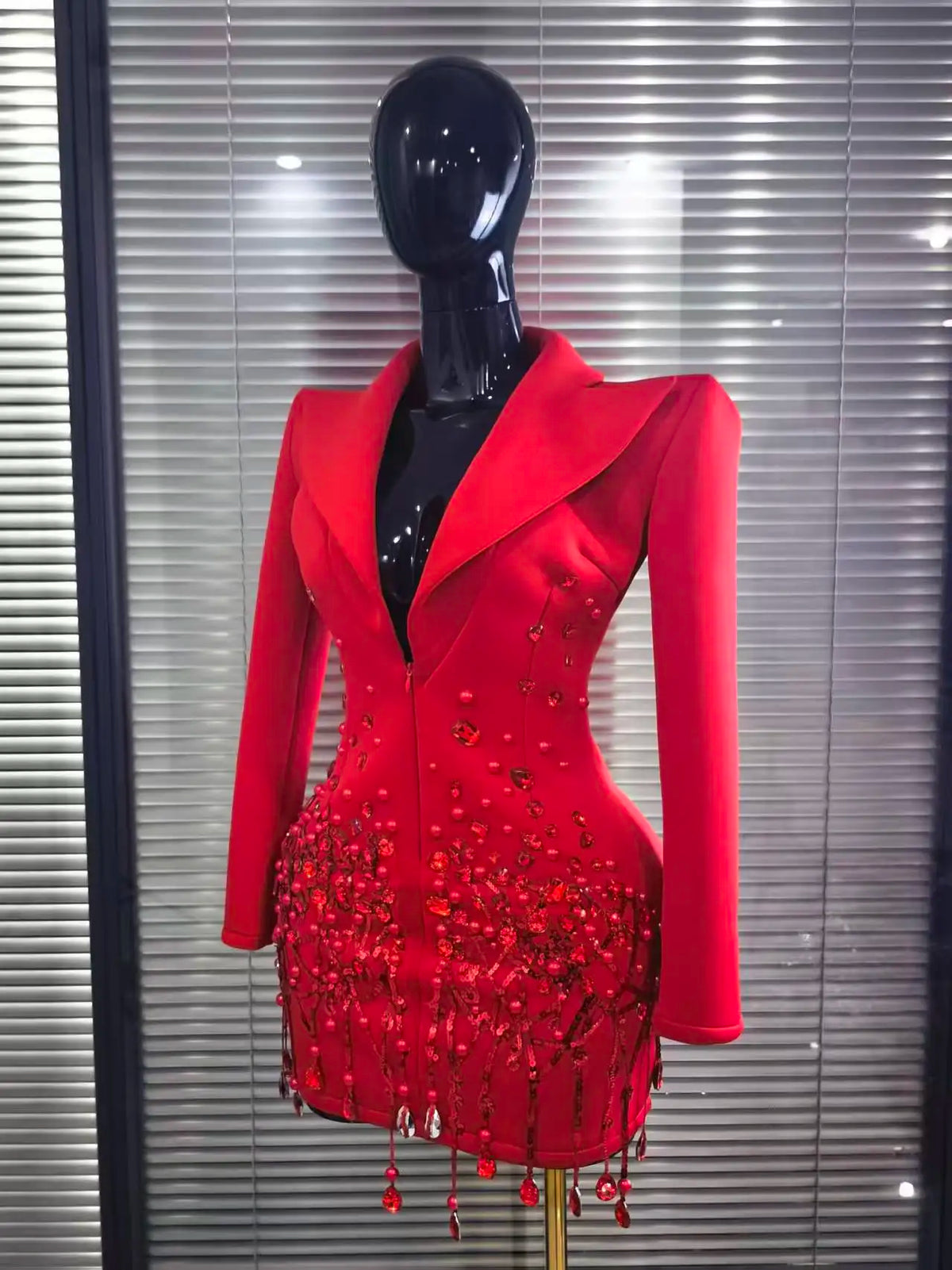 Women Long Sleeve Shining Beading Sequins Sexy V-Neck Bodycon Slim Mini Dress Bar Singer Celebrate Nightclub Party Outfit