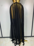 Women Sexy Hollow Out See Through Long Dress Two Piece Set Nightclub Stage Performance Costume Birthday Party Cocktail Dress