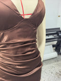 Elegant Satin Corset Long Dresses Luxury Women's Halter Backless Maxi Dress Evening Wedding Guest Party Prom Gown Brown Red 2026