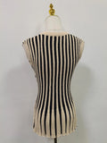 Striped Loose Two Piece Set for Women O Neck Sleeveless Top High Waist Wide Leg Pants Casual Sets Female Sumemr New