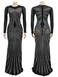 Luxury Maxi Mermaid Evening Dresses Gowns Elegant Diamond Sequin Sexy Summer Gray Long Formal Party Wedding Dress