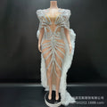 Spring Fashion Mesh Shawl Hip Wrap Dress Company Annual Meeting Host Performance Dress Party Vestidos De Noche De Lujo De Fiesta