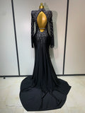 Women Sexy Long Sleeve Luxury Diamonds Maxi Long Bodycon Dresses Celebrity Elegant Red Carpet Show Evening Party Birthday Dress