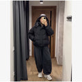 Casual Hooded Puffer Jacket Women Plaid Lining Drawstring Collar Quilted Warm Padded Elastic Cuff Coat Winter Oute Street Wear