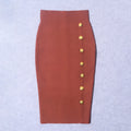 Winter Office Brown Mid Calf Button Bandage Pencil Skirt Long Bodycon Women Split Wholesale XL High Quality Club Skirt