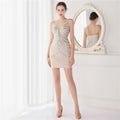 Elegant Women Short Evening Dress Sexy Straps Sequin Slim Bodycon Party Dresses Black Gold Female Vestidos De Soiree