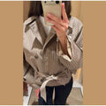 Vintage Plaid Belted Jackets Women Slim Full Sleeves Double-breasted Lapel Cropped Coats 2026 New Ladies Autumn Fashion Outwear