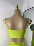 Sparkly Rhinestone Diamonds High Split Two Pieces Women Sexy Outfit Night Club Skirt Suits Dancer Singer Performance Costume