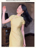 Chinese Style Dress Qipao Traditional Clothing Retro Young Improved Short Sleeve Cheongsam Dress Slim for Women Clothes Wedding
