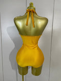 Women Sexy Gold Stretch Bodysuit Sparkly Rhinestone Birthday Party Nightclub Bar Dancer DJ Performance Photoshoot Stage Costume