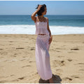 Elegant Lace Women Long Pant Set Square Neck Sheer Ruffle Hem Crop Cami Top High Waist Wide Leg Trousers 2026 Summer Chic Suit