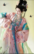 Olive Girl Red Embroidered Hanfu Dress for Ren Faire 2026 Garden Wedding Fairycore Photoshoot S-L XS-3XL Plus Size Embroidered Flowing Sleeve Dramatic Silhouette Romantic Editorial Not Costume Ren Faire Dress Chinese Heritage Fashion Women