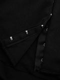 Elegant Office Dress Women Sexy Single-Breasted Hidden Buttons V-Neck Full Sleeve Folds Fashion Commute Bodycon