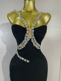 Elegant Sprkly Diamonds Sexy Halter  Sleeveless Maxi Long Bodycon Bandage Dress Women Luxury Birthday Eveing Party Club Dress