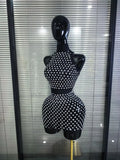 Big Crystal Women Sexy Off the Shoulder Hollow Out Bodycon Mini Dress Nightclub Party Celebrate Birthday Cocktail Clothing