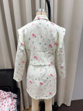 Floral Print Blazer Women's Skirt Set Elegant Cropped Jacket Mini Skirt Two Piece Set Spring Business 2026 Casual Outfit New