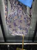 Women Long Sleeve Sexy Mesh Sparkly Crystal Big Bow Bodycon Mini Dress Elegant Evening Party Celebrate Fashion Cocktail Outfit
