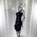 Women's Summer Shiny Rhinestone Bud Sleeveless Hip-Hugging Dress European Size Glam Fashion Party Bandage Performance Gown Dress