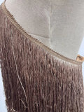 Solid Spliced Tassel Dresses for Women Halter Sleeveless High Waist Temperament Dresses Female Fashion New