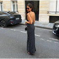 Sexy Polka Dots Backless Women's Long Dress Beads Square Collar Sleeveless Beach Dresses 2026 Summer Lady Holiday Robes New