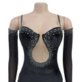 Luxury Woman Evening Dress Sparkle Heartbeat Velvet Diamonds Maxi Dress Gown Celebrities Outfits With Rhinestones Glove