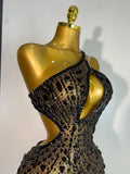 Sexy Sparkly Diamond Backless Short Dress 2025 Women Sleeveless Mesh See Through Evening Birthday Gown Singer Stage Outfit