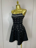 Sexy Sleeveless A Line Bandage Mini Dress Women Luxury Diamonds Birthday Party Gowns Evening Celebrity Club Show Wear Vestido