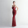 Women Strap Party Maxi Dress Sexy V Neck Evening Dress Celebrity Purple Sequin Dress Long Prom Formal Occasion  Dress
