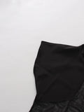 Black Loose Spliced Mesh Jumpsuits for Women Stand Collar Sleeveless Sexy Temperament Jumpsuit Female Fashion New