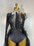 New Black Perspective Bodysuit Women Sexy Singer Dance Stage Performance Costume Evening Party Birthday Photo Shoot Outfit