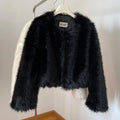 Ins Hot Brand Fashion Black Warm Cozy Cropped Faux Fur Coat Women Winter Chic Girls Street Fashion Luxury Short Fur Jacket