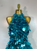 Women Sexy Halter Sequins Backless Mini Dress Luxury Birthday Evening Party Gowns Nightclub Singer Dancer Stage Outfit
