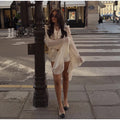 Ruffle Trim Sheer Long Sleeve Cropped Blouse Cuff Tie-Front Sheer Chiffon 2026 Summer Coquette Women Beach Casual Cover-Up Top