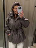 Women Leopard Print 2‑Piece Puffer Outfit Hooded Zip‑Up Padded Jacket + Wide Leg Pants Set Khaki Warm Winter Matching Tracksuit