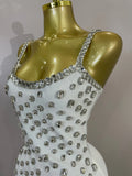 Women Luxury Diamonds Sleeveless Bodycon Bandage Mini Dress High Street Celebrate Evening Prom Club Elegant Birthday Party Dress